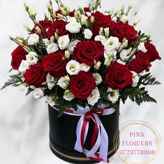 Cutie 21 trandafiri si 14 lisianthus