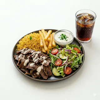Menú Plato Combinado De Carne De Ternera Con Arroz