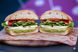 Brie, insalata, chips di zucchine, crema carciofi, tabasco