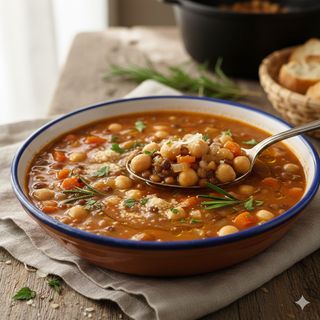 Zuppa ceci, lenticchie e farro