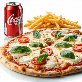 Pizza Margherita + Patatine + Bibita