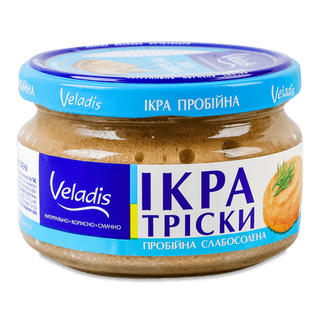 Ікра тріски Veladis пробійна слабосолена с/б (180г)