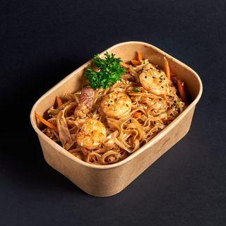 Noodles De Arroz sin gluten pluma ibérica y langostinos