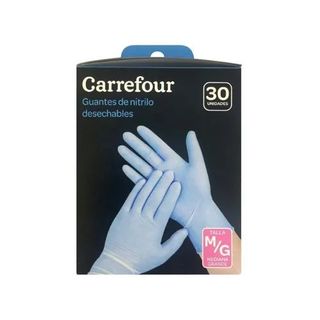 30 Guantes Nitrilo Sin Polvo Talla M/G Carrefour