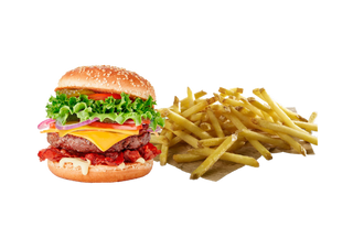 Bacon cheese burger & Chips