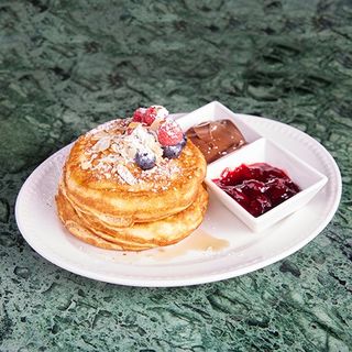 Homemade Pancakes with Nutella and Jam 