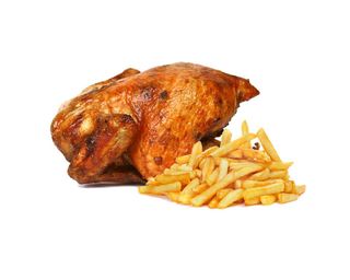 Цяло пиле( 900гр.) с пържени картофи