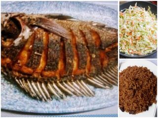 Fried Fish Large, Pilau, Coleslaw