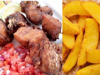 1 kg dry fried Nile perch (empuuta) with potato wedges 