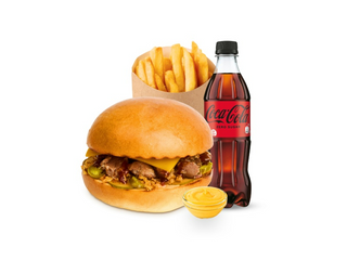 Комбо ни-бургер с томленой говядиной в сырном соусе