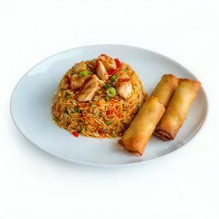 bambú y setas chinas salteadas