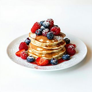 Pancakes con topping ai frutti di bosco