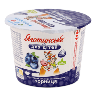 Паста сиркова Яготинське для дітей чорниця 3,9% (90г)