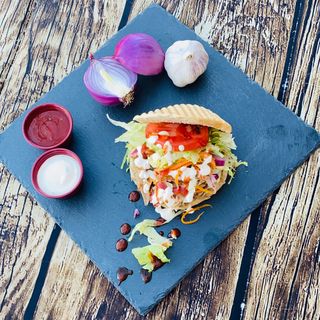 Kebab con queso feta 