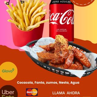 Alitas De Pollo + Patatas Y Bebida