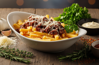 Frytki z parmezanem i kruszonką wołową