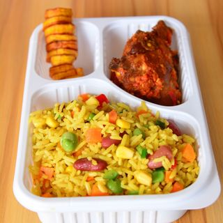Fried Rice plantains and Beef
