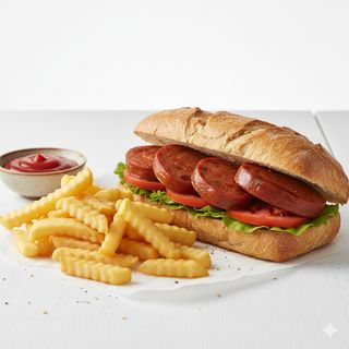 Bocadillo con longaniza y patatas