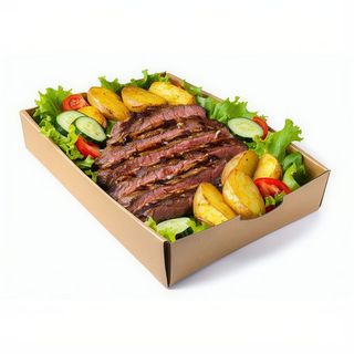 Box (Caja Grande) De Carne Con Ensalada Y Patatas