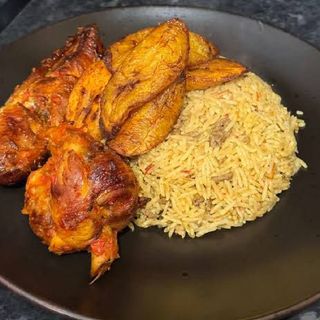 Native Rice with Peppered Turkey & Fried Plantain