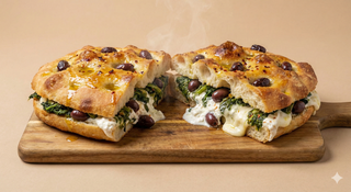 Focaccia friarielli e olive taggiasche ripiena