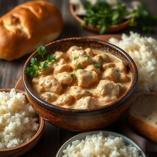 Pollo sabor //lazaro//guarnecido con arroz basmati