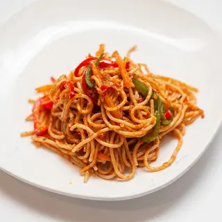 Superghetti Jollof With Plantain And Spiced Beef