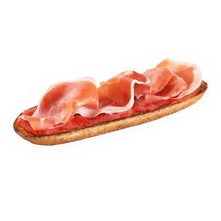 Tosta de tomate con rúcula y jamón de pato