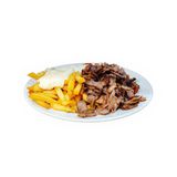 Patatas fritas con kebab y queso