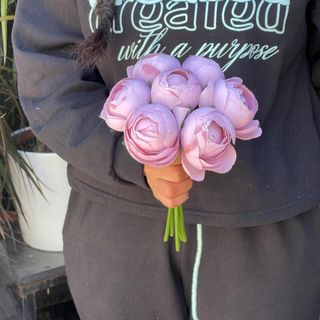 Bouquet de 7 tiges pivoines artificielles violets