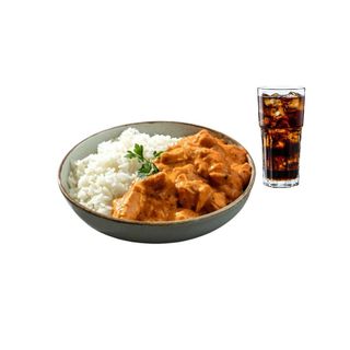 Oferta de pollo curry + patatas + bebida + pan