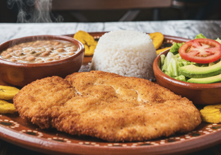 Pollo Apanado Con Menestra