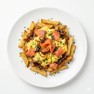 Huevos Rotos Con Salmón Y Cebollitas De Modena