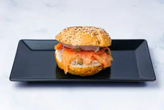 LOX humus bagel