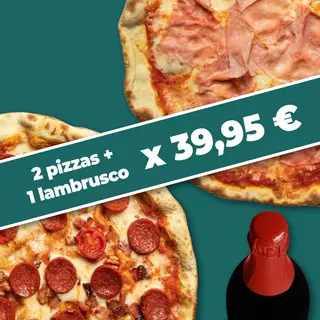 MENU DOS PIZZAS DE SIEMPRE + LAMBRUSCO 39,95€