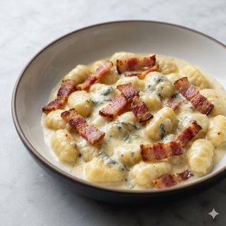 Gnocchi di patata gorgonzola e speck