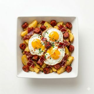 Ous Estrellats Amb Pernil I Xistorra