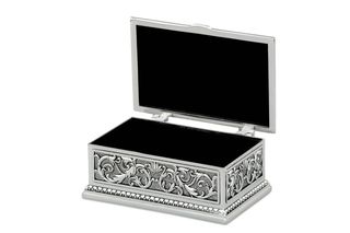 Cutie bijuterii argintata mare cu model floral