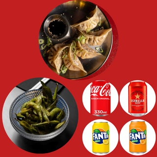 Edamame Picante + Dumplings De Cerdo + Lata