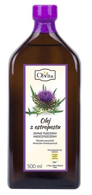 Olej z ostropestu zimnotłoczony nieoczyszczony 500ml OLVITA