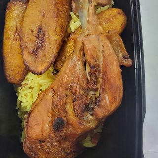 Jollof rice, Fried rice and Chicken