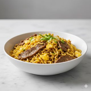79 - Ramen saltati con manzo e uova 牛肉炒拉面