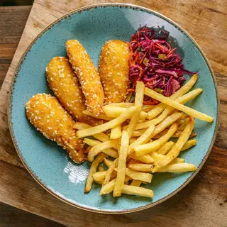 Meniu Crispy Strips [cu cartofi, salata si sos]