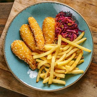 Meniu Crispy Strips [cu cartofi, salata si sos]