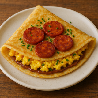 Crepe De Chorizo Y Huevos Revueltos