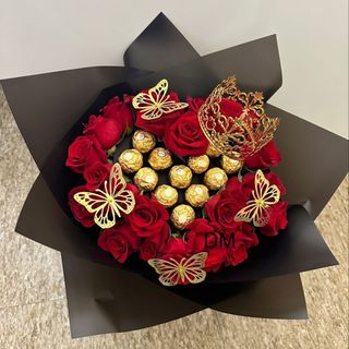 10 roses avec chocolat 