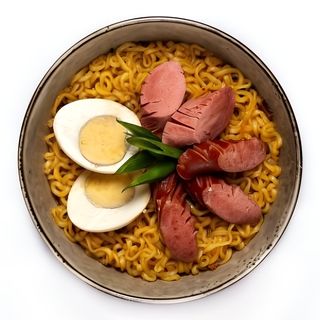 Рамен с сосисками и сыром