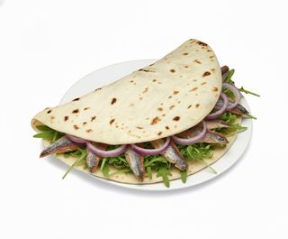 Alici, cipolla e rucola