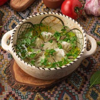 Куриный бульон с мини-хинкали