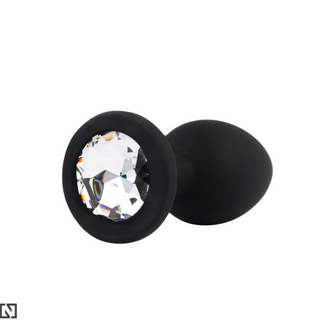 N69 korek analny silikonowy S biały kryształek 130470D